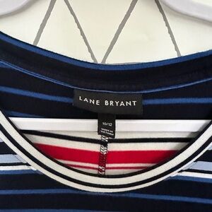 Lane Bryant Striped Red, Blue, and White Midi Dress